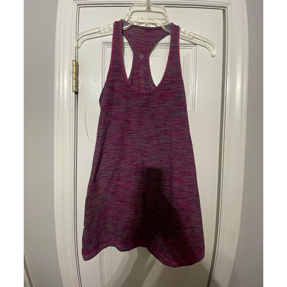lululemon Women's Racerback Tank Top S Pink Purple Striped Stretch Scoop
